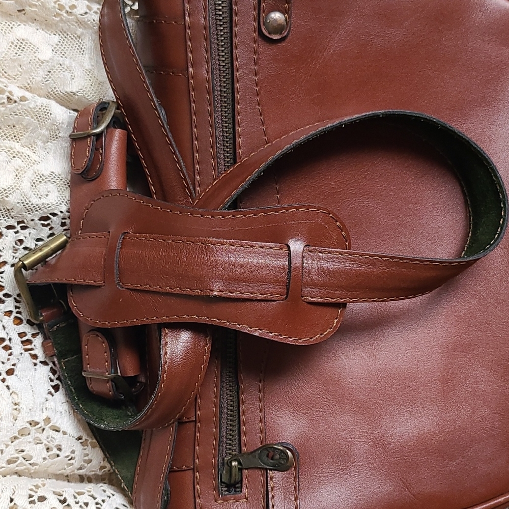 Vintage GERPA Real Brown Leather Purse Satchel Handbag Crossbody - Picture 9 of 15